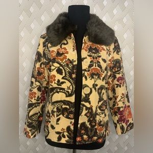 ATL Studio floral jacket with faux fur collar - Size: 2P